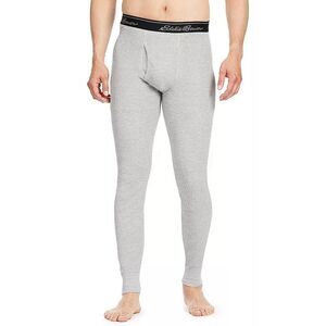 Eddie Bauer Base Layer Pant Mens L Gray Midweight Poly Waffle Warmer Stretch NEW